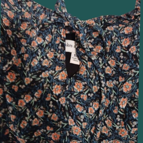 Cupcakes & Cashmere Azura Floral Ruffle Mini Dress Black & Peach Xsmall - Picture 5 of 16